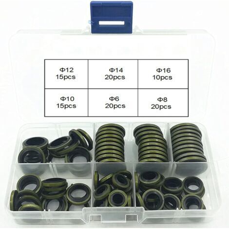 BUNTHAUS 100 pcs Bague d'étanchéité Caoutchouc Kits d'assortiment Joints Toriques, Joint Bouchon Vidange Métal, Nettoyeur Haute Pression Caoutchouc Hydraulique