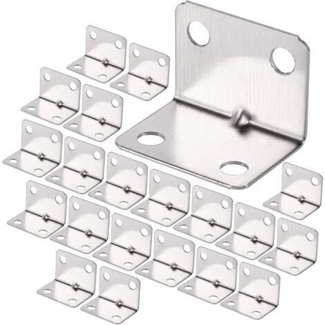BUNTHAUS 100Pcs Equerre de Coin en Acier Inox, Équerre 90 Degrés Robuste, Équerre à Angle Droit, Petit Equerre de Fixation pour Bois, Support Angle Droit Brace pour Fixation Clôture Table Étagère