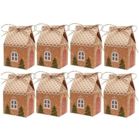BUNTHAUS (10,5 x 7 x 5 cm)Lot de 24Boîtes Cadeaux Noël, Calendrier de l'Avent Vide en Papier Kraft Boite Cadeau Noel avec Corde de Chanvre Boîtes à Bonbons pour Emballage Cadeau Décoration de Noël