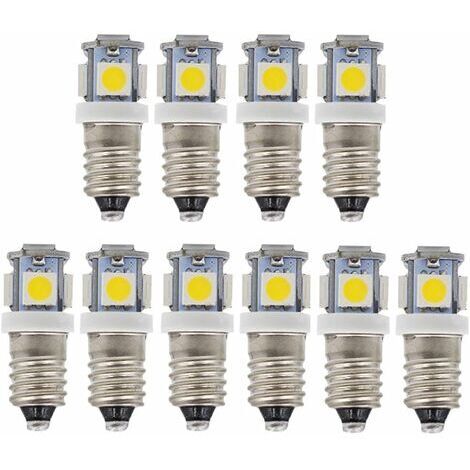 BUNTHAUS 10pcs E10 12V Blanc froid ampoules LED 5SMD 0,5 W 50LM Les lamp(Blanc chaud)