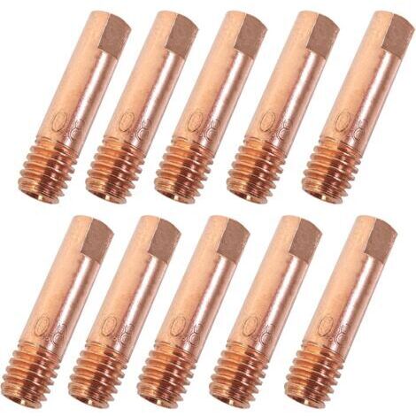 BUNTHAUS 10PCS MB15AK Accessoires de Soudage 0,8MM Pièces d'usure Pointe de Contact Buses de Soudage 0.030\" Torche de Soudage Embout de Contact M6x24mm Accessoires pour Poste à souder MIG MAG AK15 MB
