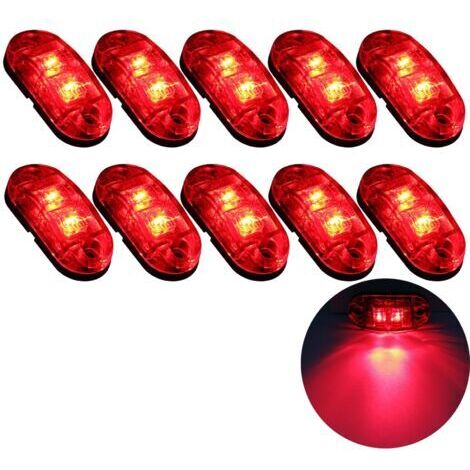 BUNTHAUS 10X 2 LED Feux de Marquage Latéral 12 / 24V Feux De Gabarit LED Remorque Lampe Latérale Avertissement Lumière pour Camion RV Caravan (Rouge)