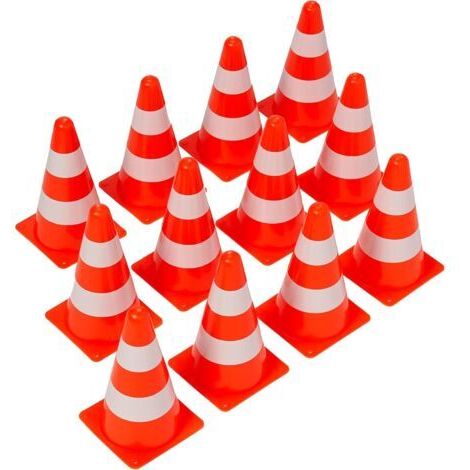 BUNTHAUS 12 Cônes de Signalisation, Plot, Cônes Circulation (23cm)  Cônes de Sécurité avec Bandes Réfléchissantes  Sport, Football, Jeux Enfants, Entrainement de Chien