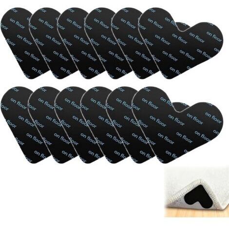 BUNTHAUS 12 Pcs Anti Derapant Tapis, Rug Grippers Anti Curling Carpet Grippers Coin Double Face Forme de Cœur sous Autocollant Adhésif Puissant Lavable et Réutilisable Sticker Tapis pour Tous Les Sols