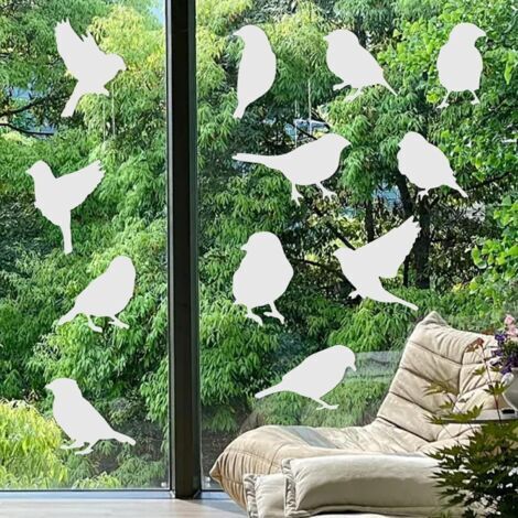 BUNTHAUS 12 Pcs Autocollants Anti Collision pour Oiseaux,Autocollants Fenêtre Anti Collision,Faciles à Poser contre les chocs d'oiseaux,Stickers fenetre Pour Fenêtres et Portes Vitres, Decoration prin