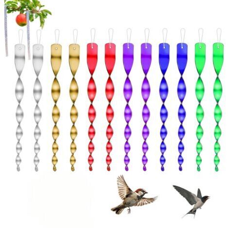 BUNTHAUS 12 Pcs Répulsif Oiseaux Reflechissants,Repulsif Pigeon, 30cm Effaroucheur Oiseaux 360 Degrés Spirale Réfléchissante pour Jardin, Balcon, etc. 6 Couleurs