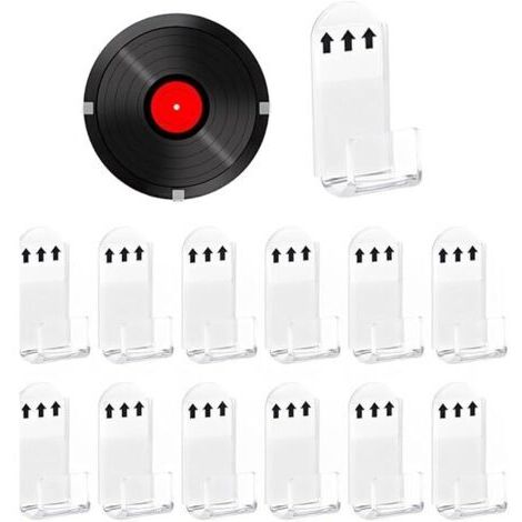 BUNTHAUS 12 pcs Support Mural pour Disque Vinyle, supports muraux en vinyle transparent, Acrylique Support Mural pour Auto-Adhésif Vinyl Record Wall Mount Minimaliste pour Collection de d'Affichage