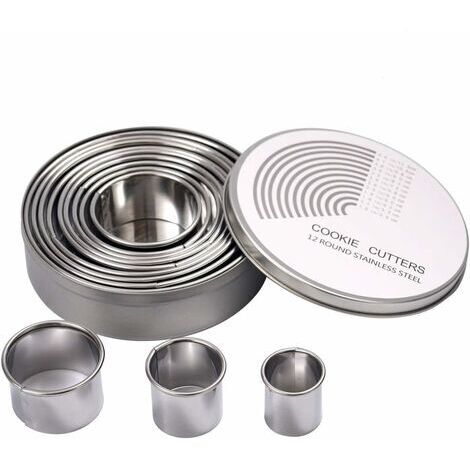BUNTHAUS 12PCS Emporte Piece Rond Cercle Patisserie Emporte pièces Cuisine pour Biscuits Pâtes à Sucre Gâteaux Emporte Piece Biscuit Cookie Cutter