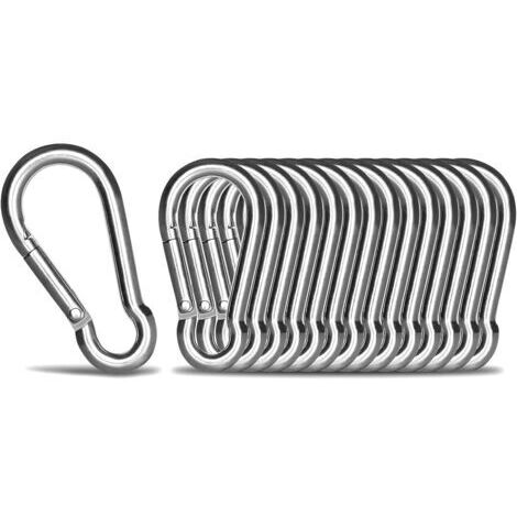 BUNTHAUS 12PCS - M5 Mousqueton en Acier Inoxydable 304 - Petit Mousqueton INOX de Fixation Capacité de Charge de 90 kg, Crochet Mousquetons Hamc Balancoire