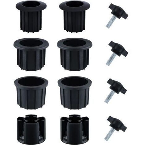 BUNTHAUS 12pcs Rechange pour Porte-Parapluie, Bouchon Cache Trou avec Bouton Étoile INOX m8 Accessoires Parasol Accessoires Pied Parasol pour Table de Terrasse Balcon Arrière-Cour (Noir)