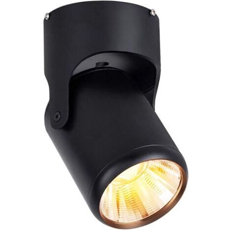 BUNTHAUS 12W Blanc Plafonnier 1 Spots LED Spots de Plafond Orientable Barre de Spots moderne Pivotant pour Interieur Bureau Salon Cuisine Salle (Noir, Blanc chaud) [Classe énergétique A+]