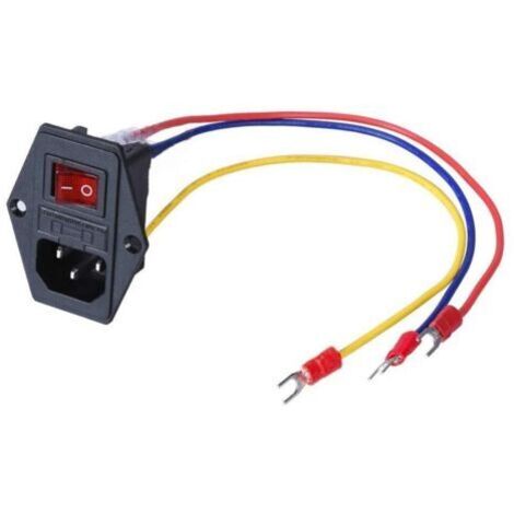 BUNTHAUS 15A 250V Rocker Switch On/Off Power Socket Inlet Module Plug Fuse Switch with 3Pcs 18 AWG Wiring 3 Pin