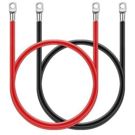 BUNTHAUS 16mm² 50 cm Onduleur Batterie Câble(Max 100A),Bornes à Anneau Rouge et Noir Cuivre Etamé pour Moto,Automobile,Bateaux Marin