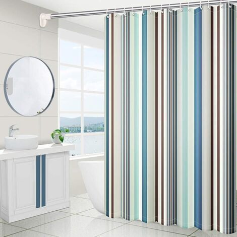 BUNTHAUS 180 x 200 cm Rideau de douche textile  Anti moisissure et imperméable  Antibactérien  Lavable PEVA  Avec anneaux