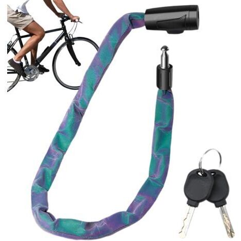 BUNTHAUS 2 5 Ft Security Chain, Weatherproof Reflective Cable Lock, Multi Purpose Heavy Duty Anti Theft Padlock, Rust Resistant, Gate Lock Keys for Outdoor Use
