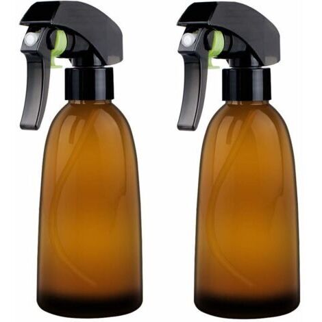BUNTHAUS 2 bouteilles de pulvérisation ambrées en PET vides, récipient rechargeable de 7 oz pour huiles essentielles, produits de nettoyage ou aromathérapie pour la maison, la coiffure, le jardin, pul