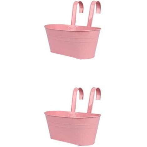 BUNTHAUS 2 Ensemble de Pot de Fleurs Suspendu Polyvalent avec différentes Couleurs Arc-en-Ciel, jardinières de Balcon en Fer détachables, Garde-Corps Suspendu Rose, Rose 2Ensemble