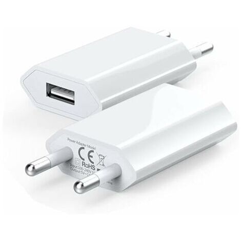 BUNTHAUS (2 Pack) USB Mural Chargeur Secteur 5V 1A Adaptateur Universel Prise Compatible avec i Phone XS Max XR X 8 7 6 6s 5S Plus, I Pad Mini, I Pod, Android, Xiaomi, Samsung, Huawei longziming