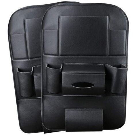 BUNTHAUS 2 Packs organisateurs de Voiture en Cuir PU, Housse de Protection de siège arrière, Organisateur de siège arrière de Voiture Kick Mat avec 10.1 \"Support pour iPad/Tablette - Noir