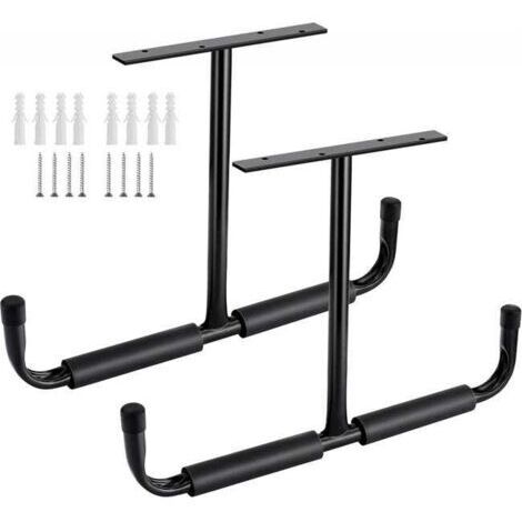 BUNTHAUS (2 Paquets, Noir)Crochet de rangement de plafond de garage en acier, support de rangement robuste pour bois suspendu