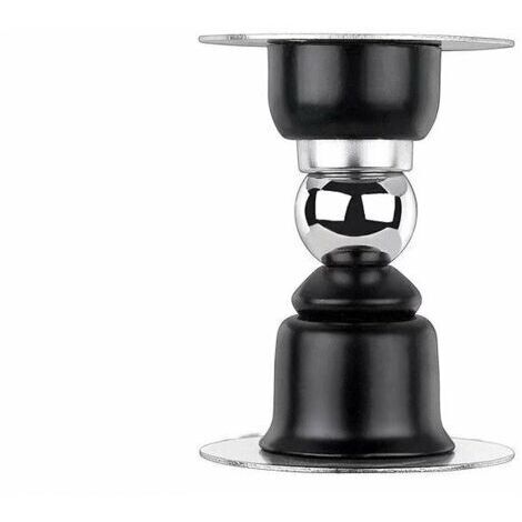 BUNTHAUS 2 PCS Arrêt de Porte Magnétique, Butoir de Porte en Acier Inoxydable avec Ruban Adhésif Double Face 3M ou Vis - Inutile de Forage / forage Double usage（Noir）