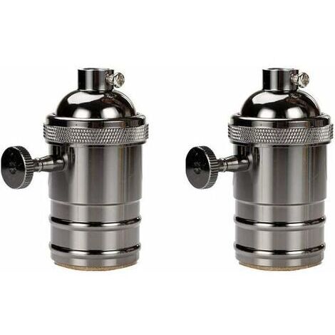 BUNTHAUS 2 Pcs Vintage Douille lampe, Edison Douille Vintage E27 Adaptateur De Lampe avec Interrupteur Rétro Vintage Lustre Sans Fil Noir