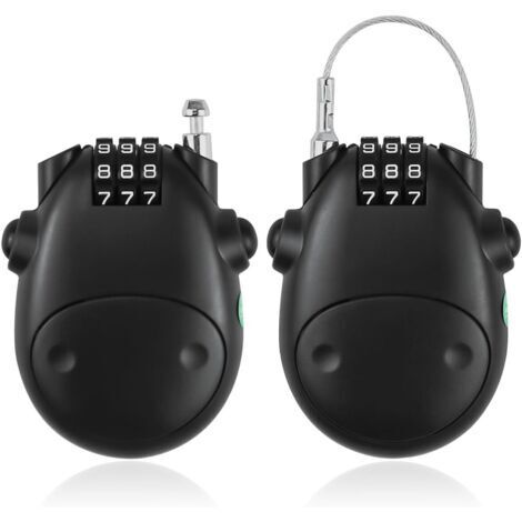 BUNTHAUS 2 Pièces Cadenas Cable,Antivol Casque Moto,Cadenas Velo,Antivol Poussette,avec Mot de Passe à 3 Chiffres,70cm Noyau en Acier Inoxydable Rétractable Cadenas pour Moto,Vélo,Valises,Armoire