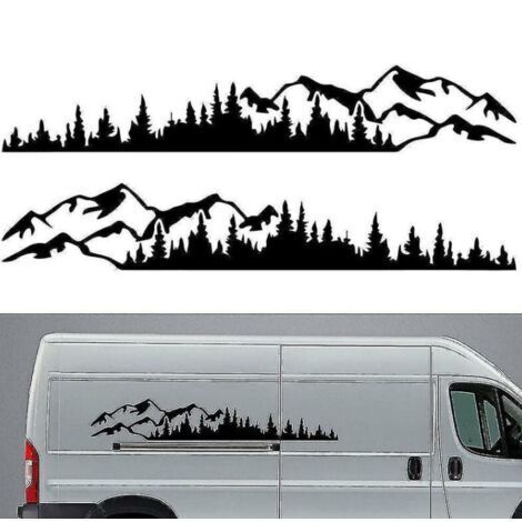 BUNTHAUS 2 pièces de Voiture Autocollant Montagne forêt Vinyle Voiture Autocollant Camion fenêtre Pare-Chocs Voiture Porte Autocollant Kayak Vinyle décoratif Corps Autocollant