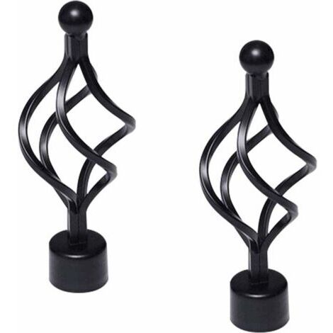 BUNTHAUS 2 pièces embouts de tringle à rideaux en métal - Noirs - Extrémités décoratives vintage - Pour tringle à rideaux de 28 mm de diamètre - Pour décoration de fenêtre de maison (cage torsadée)