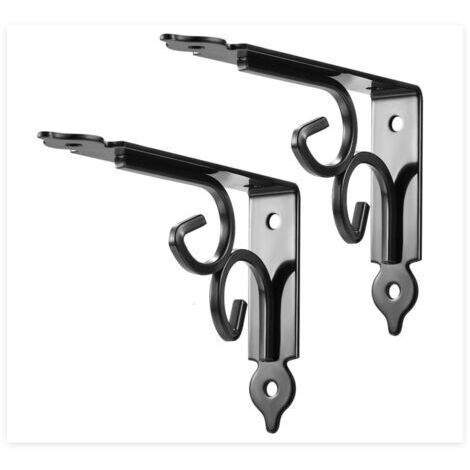 BUNTHAUS 2 Pièces Équerre pour Étagere Murale, Supports Étagère Murale, Triangulaires 90 Degrés Équerre de Fixation, Support Angle Métal pour Étagère de Livres, Cuisine  Noir