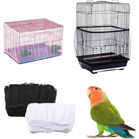 BUNTHAUS 2 Pièces Filet Universel pour Cage à Oiseaux, Housse Anti poussière ventilée, Filet Extensible Souple pour Cage à Oiseaux, Protecteur de Jupe pour perroquets, aras, Cages Rondes et carrées