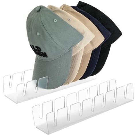 BUNTHAUS 2 PièCes Porte Casquette Range Casquette Aucune Installation Requise Peut Contenir 14 Casquettes De Baseball Rangement Casquette Acrylique Support Casquette