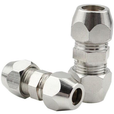 BUNTHAUS 2 Pièces Raccords à Compression Cuivre Nickelé, Raccord Olive 8MM Gaz, Connecteurs de Tubes 8mm x 34mm Filetés, pour Plomberie, Systèmes Hydrauliques, Refroidissement et Carburant(Argent)