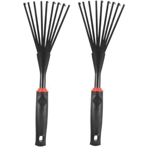 BUNTHAUS 2 Pièces Râteau de Jardin Ergonomique Plastique Noir Lot de Outils de Désherbage Pratiques pour Jardinage Ameublissement et Entretien des Plantes