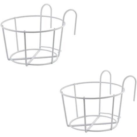 BUNTHAUS 2 Pièces Support Fleurs Rond Crochet,Support Jardiniere Balcon Rond,Support Pot Métal Clôture,Pot Plante Garde Corps Suspendu Clôture,Convient pour Balcon,Jardin,Clôture,Intérieur Et Extérieu