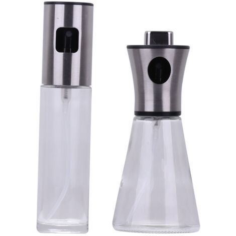 BUNTHAUS 2 pièces Vaporisateur d'huile en acier inoxydable verre cuisine friteuse à air domestique vaporisateur d'huile pot d'huile comestible vaporisateur brouillard d'atomisation