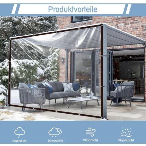 BUNTHAUS 2 x 3 mètre Bâche transparente imperméable perforée  idéale pour le mobilier de jardin  adaptée à une utilisation extérieure  résistante à la pluie  isolation pour plantes  anti poussière
