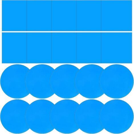 BUNTHAUS 20 PCS Rustine pour Piscine, Patchs de Réparation de Piscine en Vinyle Kit de Réparation de Piscine Liner Auto adhésif en PVC pour Tente Spa château Gonflable 10 Carrés + 10 Cercles Bleu