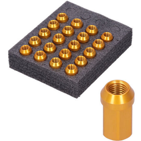 BUNTHAUS 20 pièces écrous de roue M12x1,5 filetage 1,3 pouces de hauteur 7075-T6 écrous de verrouillage en aluminium doré