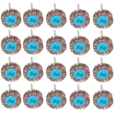 BUNTHAUS 20 Pièces Roue à Lamelles, 80 Grains Papier Abrasif Roue de Polissage Roue à Lamelles Dremel 10mm pour Outil Rotatif