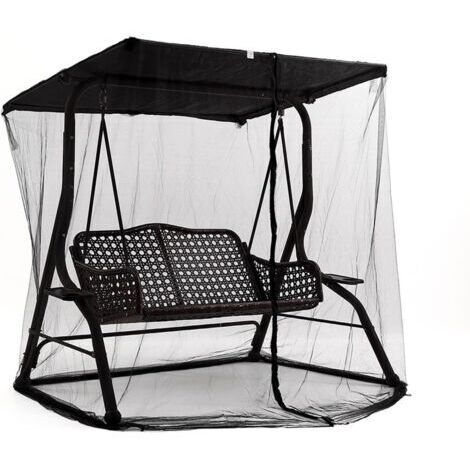 BUNTHAUS 205x125x205cm Moustiquaires, Moustiquaire avec Fermeture éclair pour Parasol 3 Places Balançoire De Porche Moustiquaire pour Balançoire De Jardin Extérieure Balcon Voyage Camping Chaise Pivot