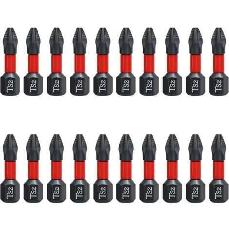 BUNTHAUS 20PCS 25mm Embouts de Tournevis à Tête Tournevis Cruciforme PH2 Embout Visseuse Aimanté, Mèche Croisée Antidérapante Embout Visseuse Magnétique à Tige Hexagonale