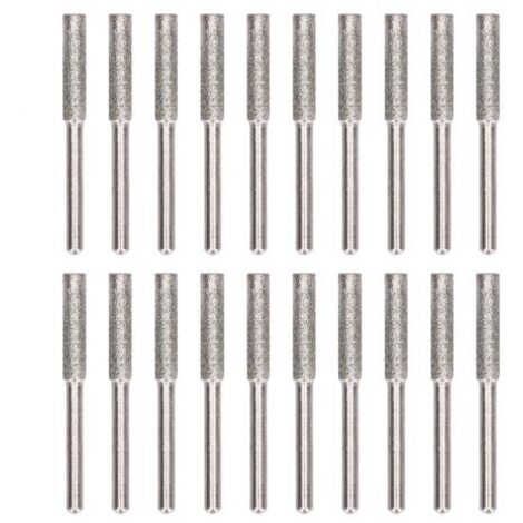 BUNTHAUS 20pcs Affûteur de la tronçonneuse Burr Grinceing Tête de rotation Fichier Affûteur d'outils Kitsilver 4 mm