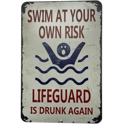 BUNTHAUS (20x30cm)Plaque d'avertissement de piscine en métal, panneau en métal Pool Knowledge  Éducation aux règles de la piscine  Panneau d'avertissement pour la sécurité extérieure de la ferme et de