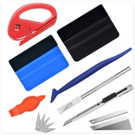 BUNTHAUS (22 pièces) Ensemble d'outils pour film de vitre de voiture, grattoir pour pièces automobiles, grattoir en feutre, couteau utilitaire