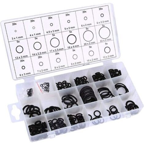 BUNTHAUS 225pcs Joint Torique en Caoutchouc, 18 Tailles Kit Joint Torique Assortiment, Joint d'Étanchéité, Joints Toriques Universel Assortiment, pour la Réparation Robinetterie Automobile