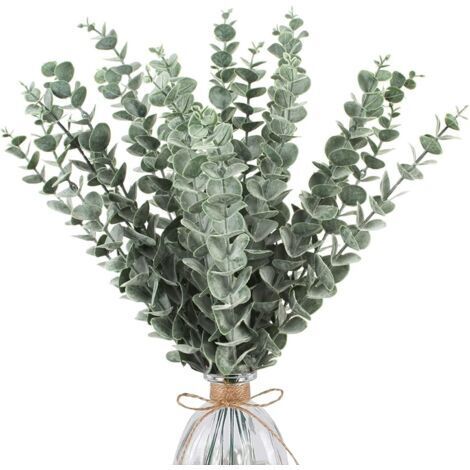 BUNTHAUS 24 Pcs Eucalyptus Branches Artificiel, Simulation Vert Artificiel Eucalyptus Feuilles De Mariage Fleurs Artificielles pour Arrangement De Fleurs, Décoration De Fête De Mariage À La Maison 38C