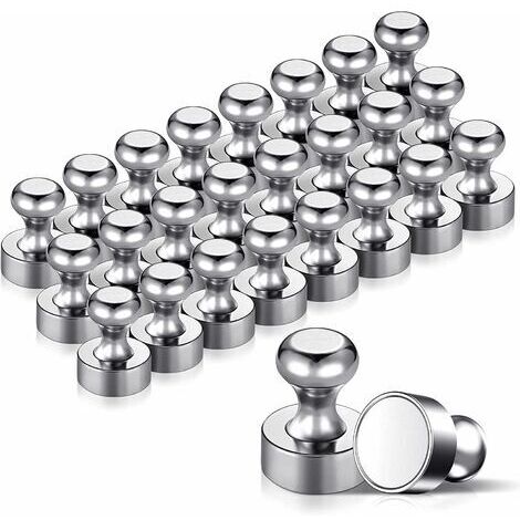 BUNTHAUS 24PCS Magnet Métalliques Aimant Puissant 12x16mm - Aimants en Acier Inoxydable Aimants Frigo pour Tableau D'affichage, Réfrigérateur etc. - avec Boîte de Rangement