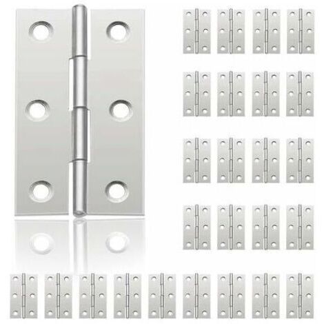 BUNTHAUS 24Pcs Petit Charnières pour Portes, Charnière Inox, DIY Charnières de Portes pour Porte Placard Charnière Piano Boîtes à bijoux La Maison Meubles Matériel Armoire(44mm32mm)