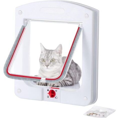 BUNTHAUS 24x20x3，Chatière Magnétique à 4 Voies pour Chat  Porte de Passage Sécurisée pour Animaux de Compagnie avec Puce